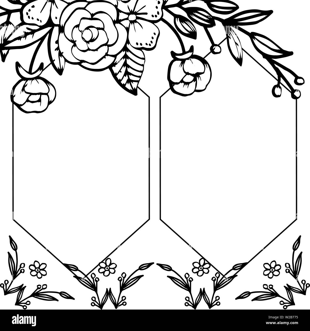 Vector illustration card for various pattern leaf flower frame hand ...