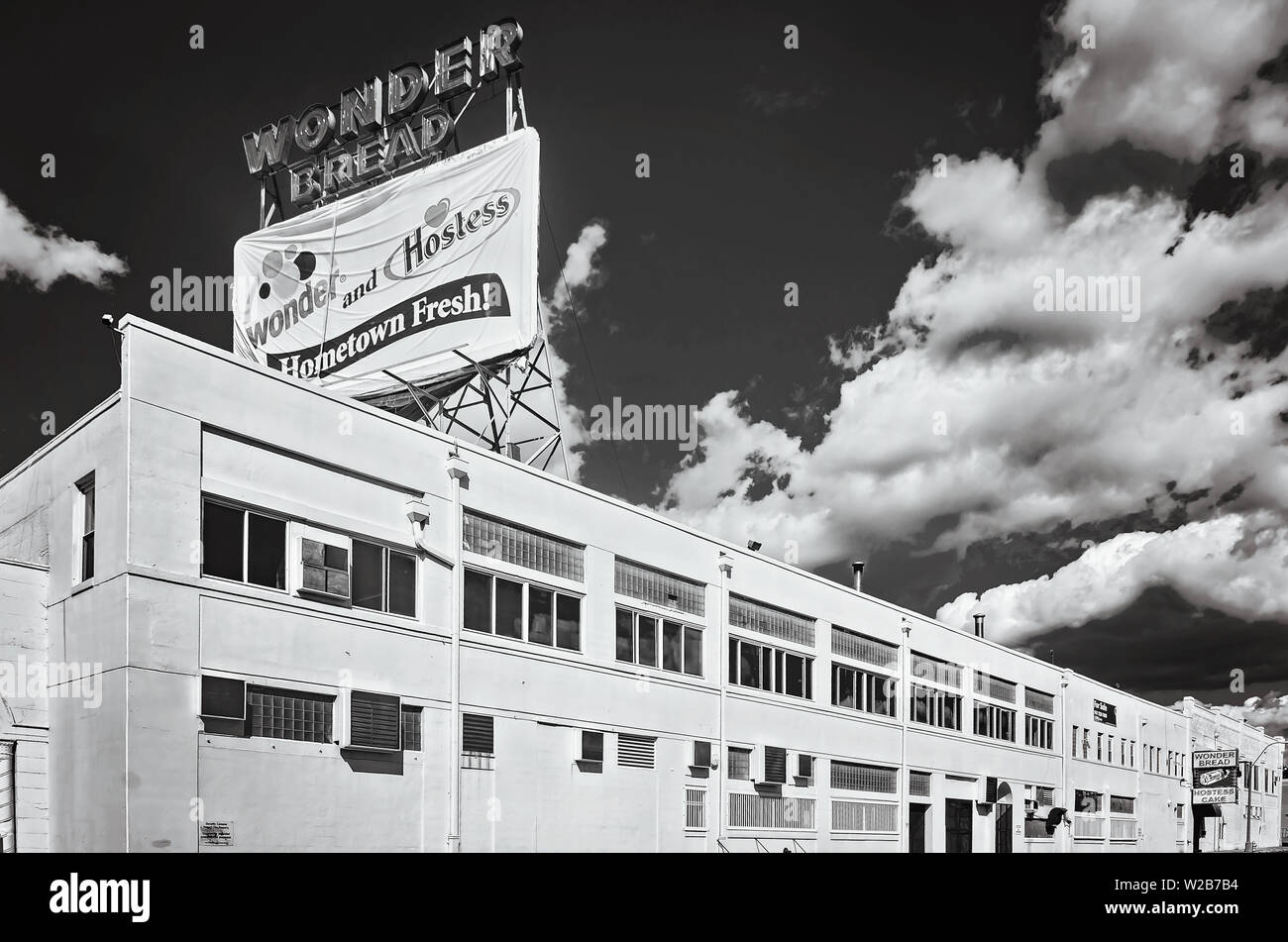 Vintage signage remains at Wonder Bread Bakery, Sept. 12, 2015, in Memphis, Tennessee. Stock Photo