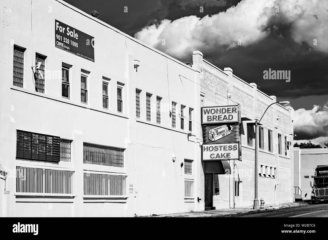 Vintage signage remains at Wonder Bread Bakery, Sept. 12, 2015, in Memphis, Tennessee. Stock Photo