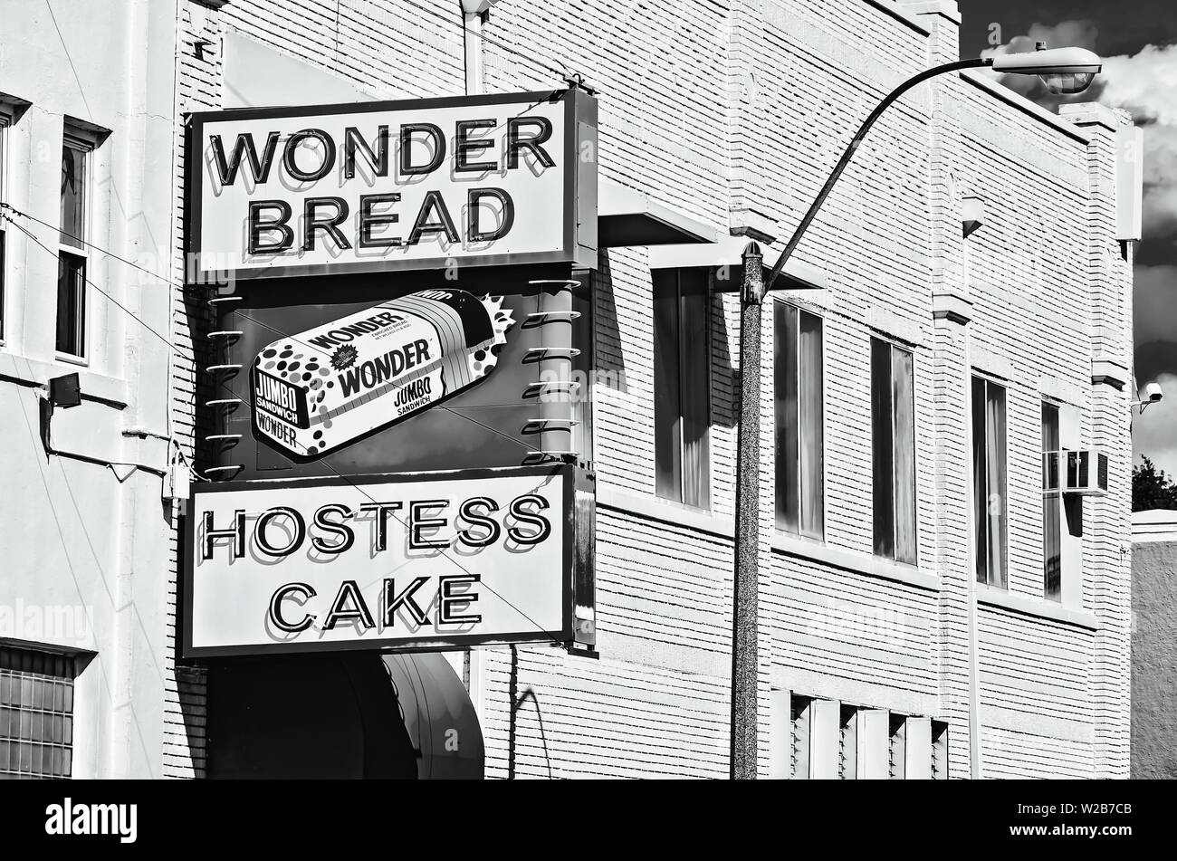 Vintage signage remains at Wonder Bread Bakery, Sept. 12, 2015, in Memphis, Tennessee. Stock Photo