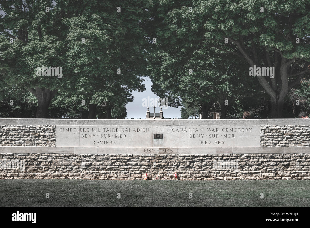 Entrance to the Canadian War cemetery in Beny Sur Mer, in Normandy, France Stock Photo