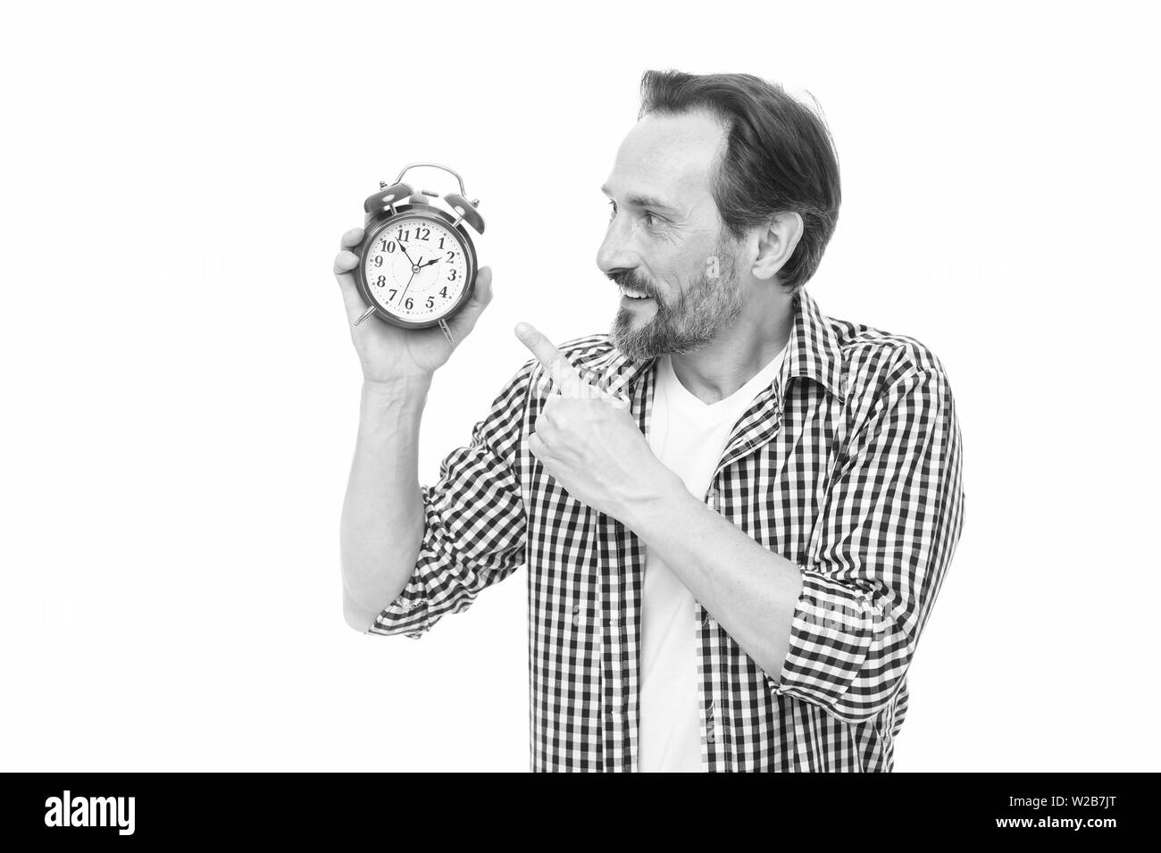 Clock Discipline Procrastination clock Black and White Stock Photos & Images - Alamy