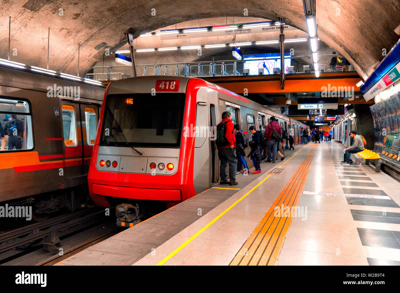 SANTIAGO, CHILE - JULY 2015: An AS02 train at Puente Alto terminal station of L4 Stock Photo