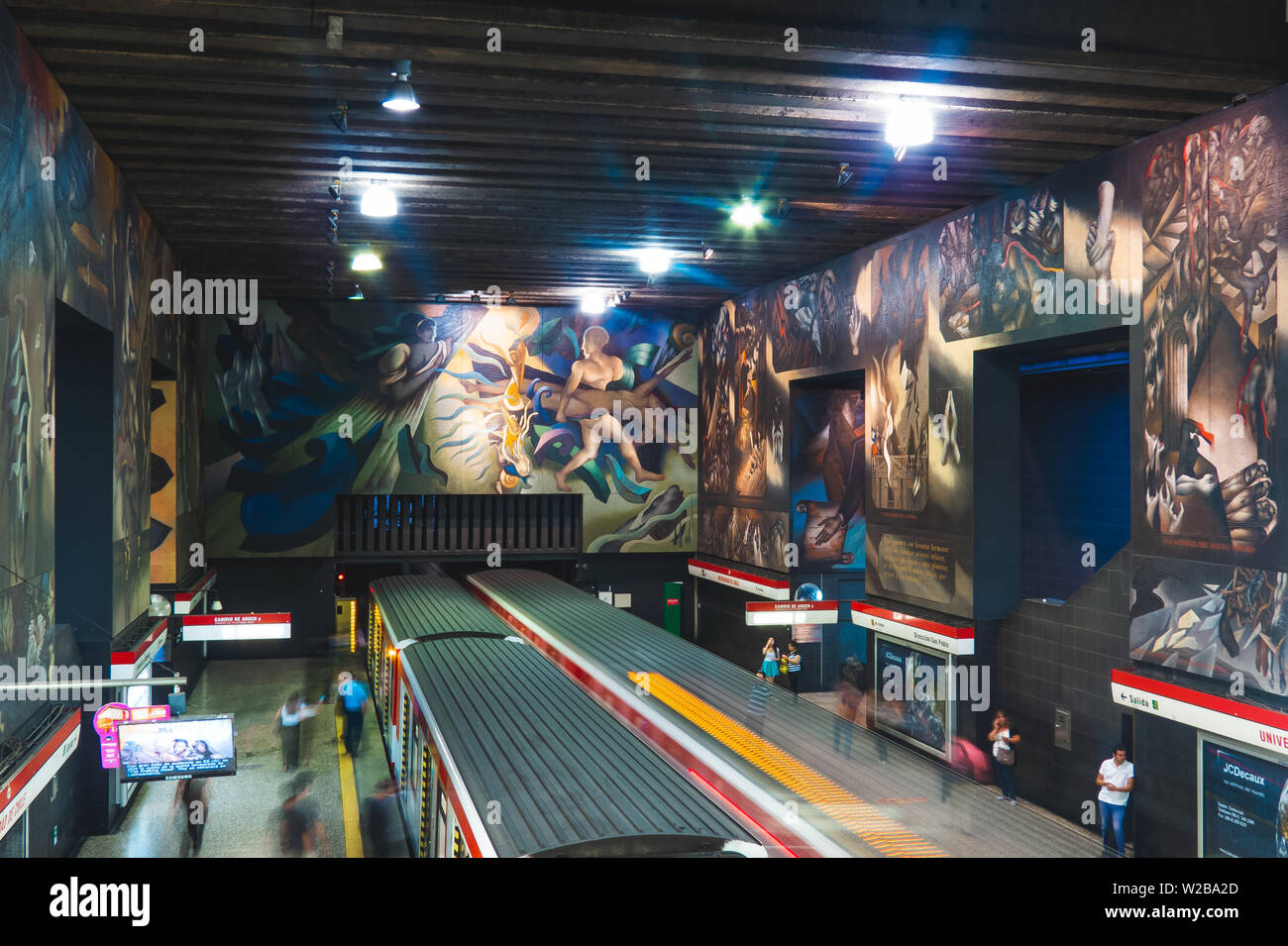 SANTIAGO, CHILE FEBRUARY 2015 A long exposure shot of trains at