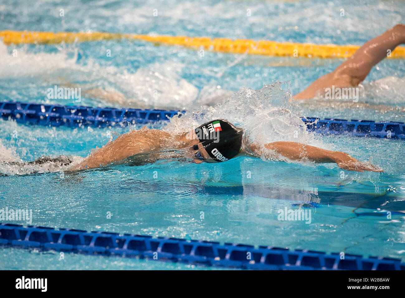 Naples, Italy. 06th July, 2019. Fourth day of Swimming at the Scandone Pool 200m Butterfly M Individual 200m, 200m Breaststroke M 100m Breaststroke, W50 Breaststroke M1500m Freestyle. Credit: Massimo Solimene/Pacific Press/Alamy Live News Stock Photo