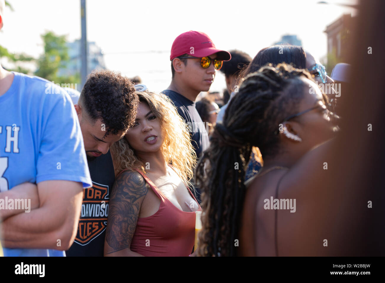 Toronto, Ontario / Canada - July 7 2019: Diverse Crowd Gather At 15th Annual TD Salsa On St. Clair Street Festival Stock Photo