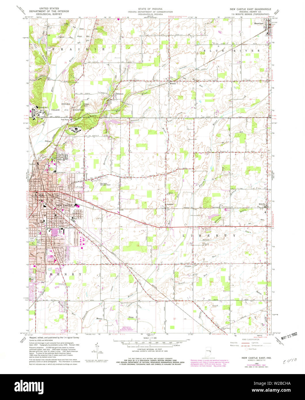 New Castle Indiana Map Usgs Topo Map Indiana In New Castle East 160029 1960 24000 Restoration  Stock Photo - Alamy