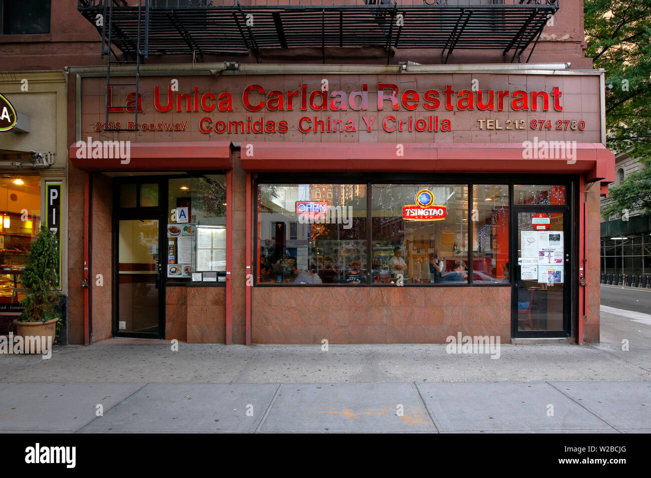 [historical storefront] La Caridad 78, 2199 Broadway, New York, NY. exterior storefront of a cuban chinese restaurant in Manhattan's Upper West Side. Stock Photo