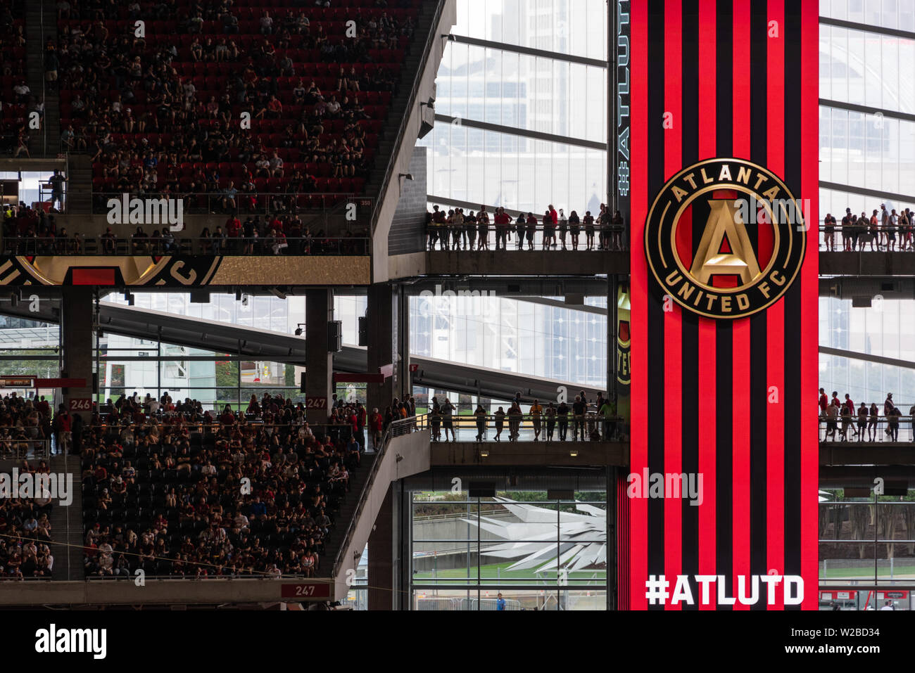 Atlanta United FC soccer game at the Mercedes-Benz Stadium in downtown Atlanta, Georgia. (USA) Stock Photo