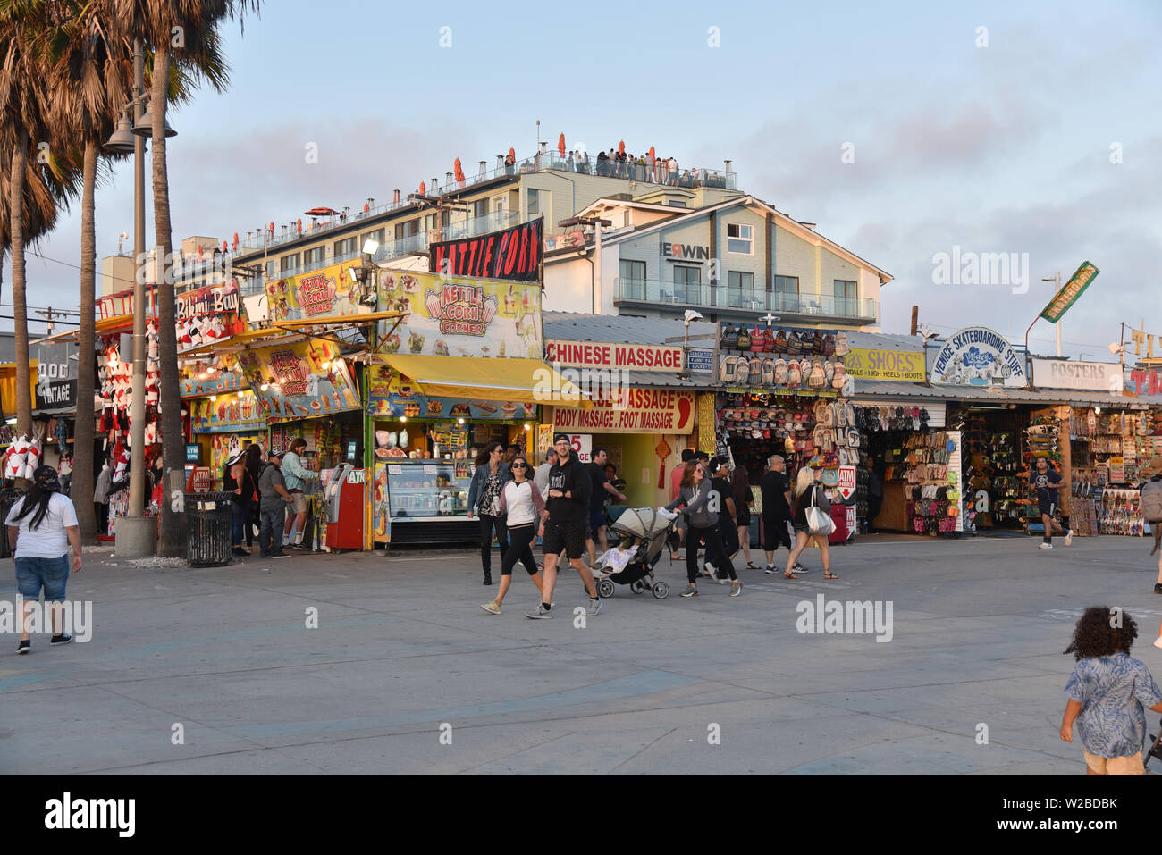 VENICE, CA/USA July 5, 2019 Kettle corn stand and shops on the