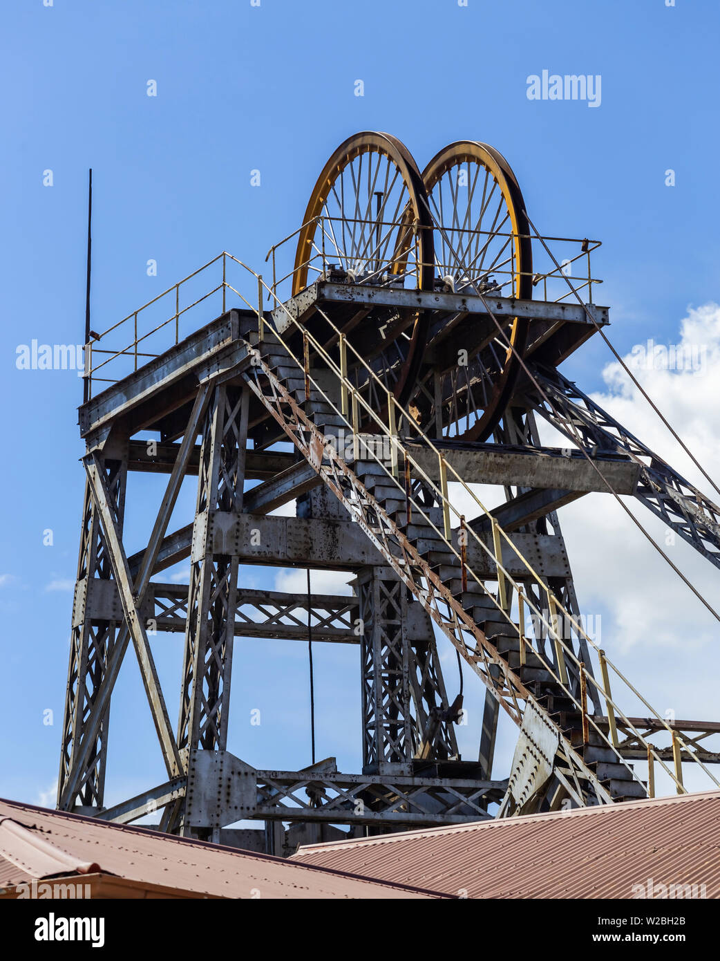 Kimberley, South Africa, 10th April -2019: Mine shaft head from old diamond mine. Stock Photo