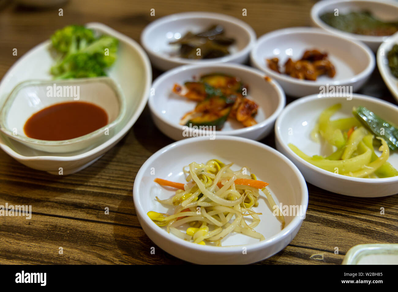 Korean Barbecue (BBQ) Table with Grill and Sides Stock Photo - Alamy