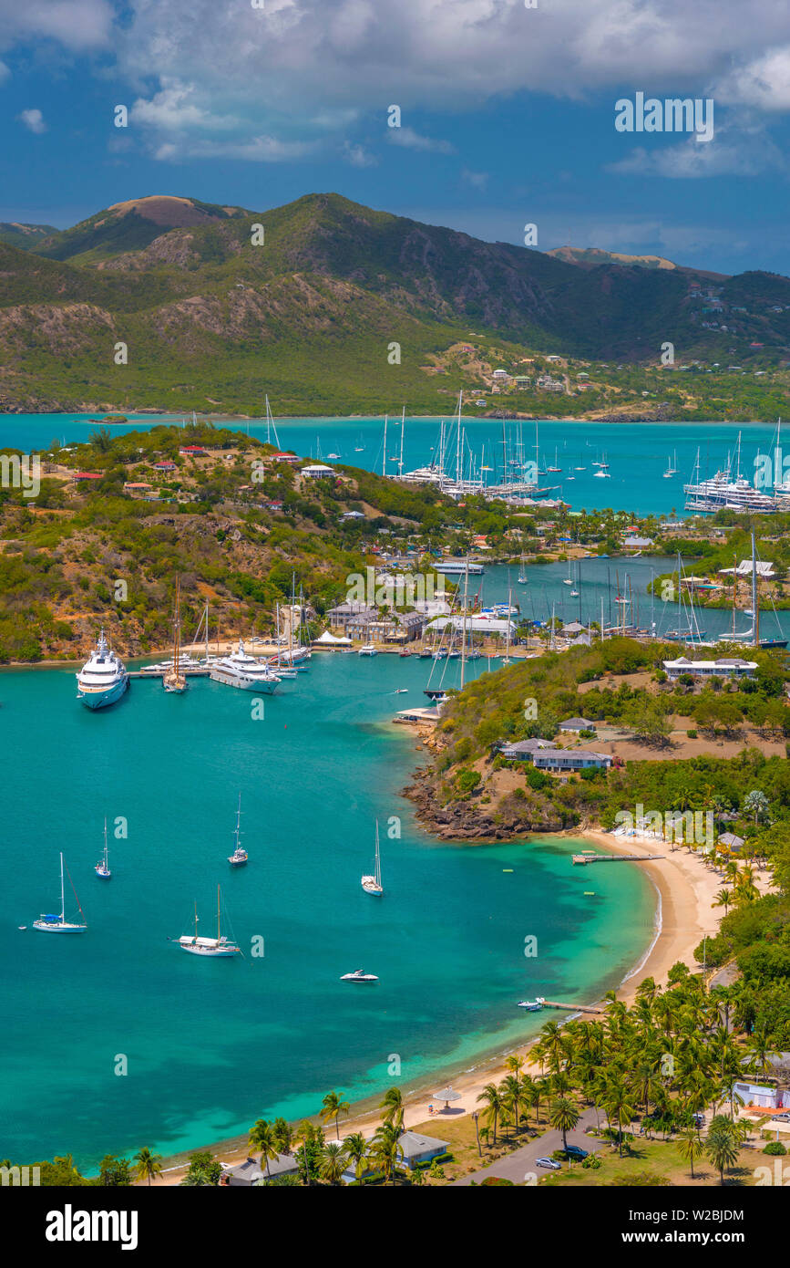 Caribbean, Antigua, English Harbour from Shirley Heights Stock Photo