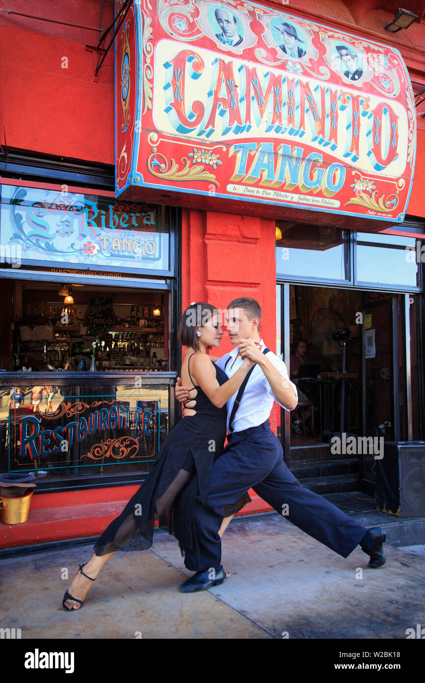 Argentina, Buenos Aires, La Boca District, Tango Dancers (MR) Stock Photo