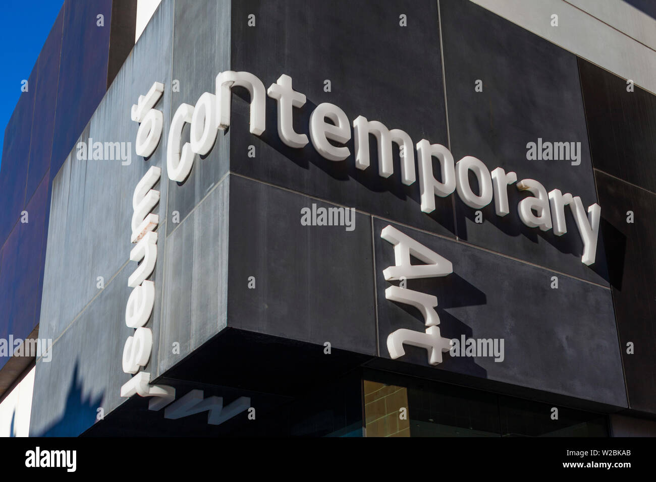 Australia, New South Wales, NSW, Sydney, Circular Quay, Museum of Contemporary Art, sign Stock Photo