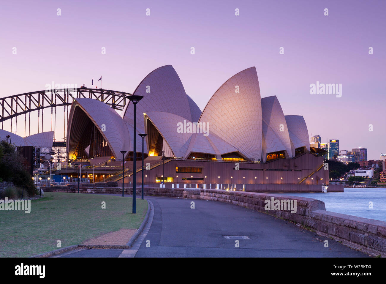 Sydney Opera House & Harbour Bridge, Darling Harbour, Sydney, New South Wales, Australia Stock Photo