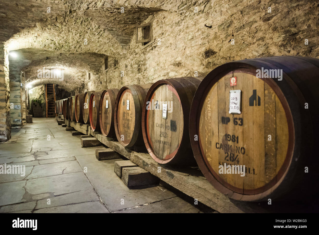 Australia, South Australia, Clare Valley, Sevenhill, Sevenhill Cellars, last remaining Jesuit-owned winery in Australia, founded in 1851, wine cellar Stock Photo