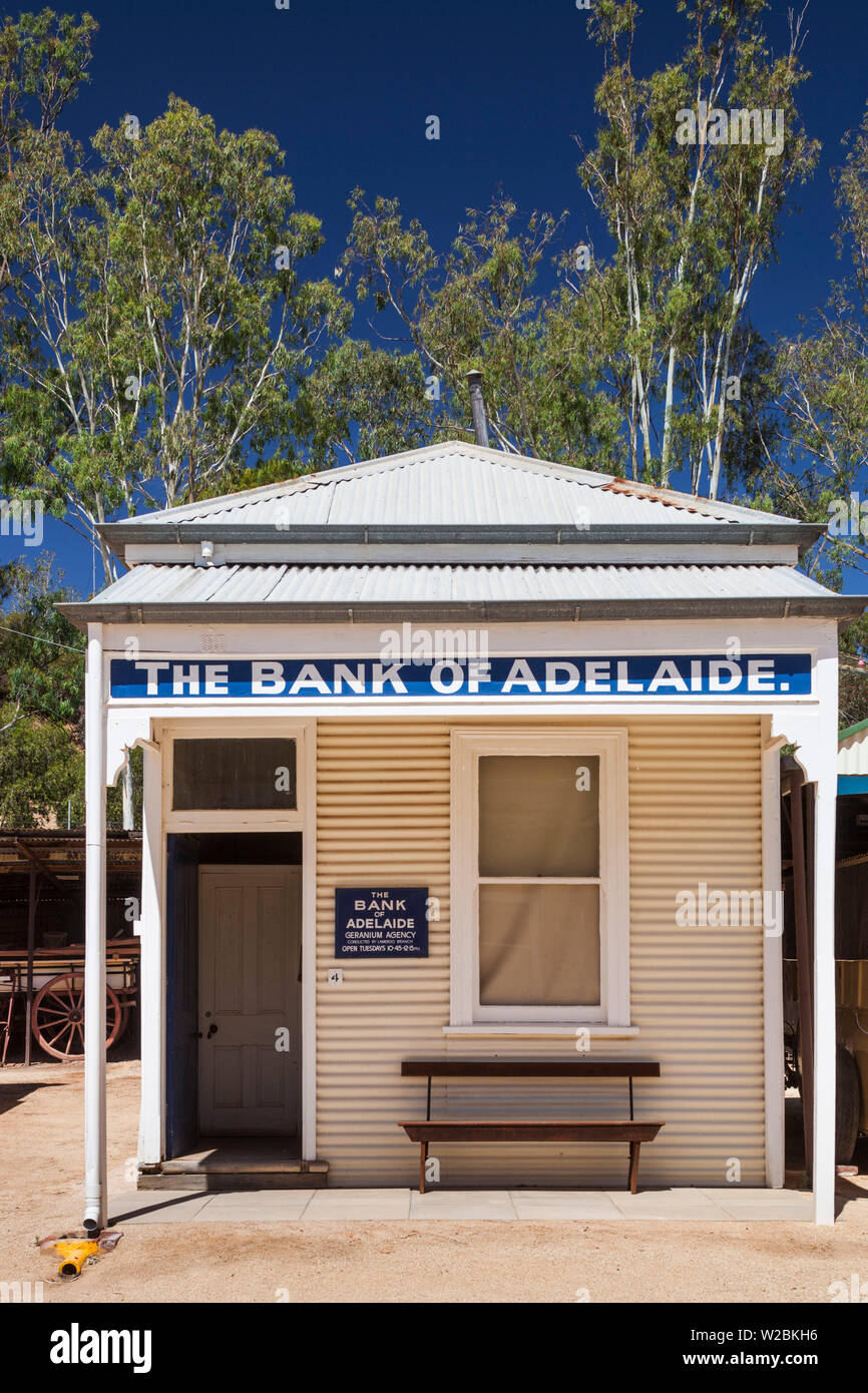Australia, South Australia, Murray River Valley, Loxton, Loxton Historical Village, Bank of Adelaide building Stock Photo