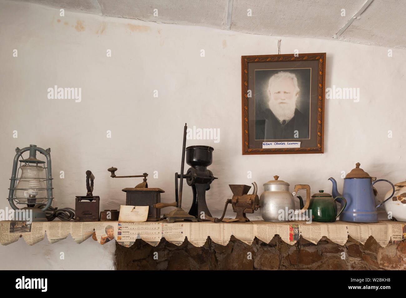 Australia, South Australia, Murray River Valley, Loxton, Loxton Historical Village, house interior with portrait of William Charles Loxton, town founder Stock Photo