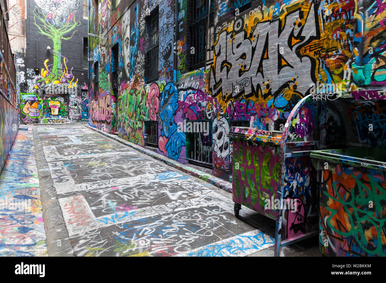 Australia, Victoria, VIC, Melbourne, Hosier Lane, streetside graffiti gallery Stock Photo