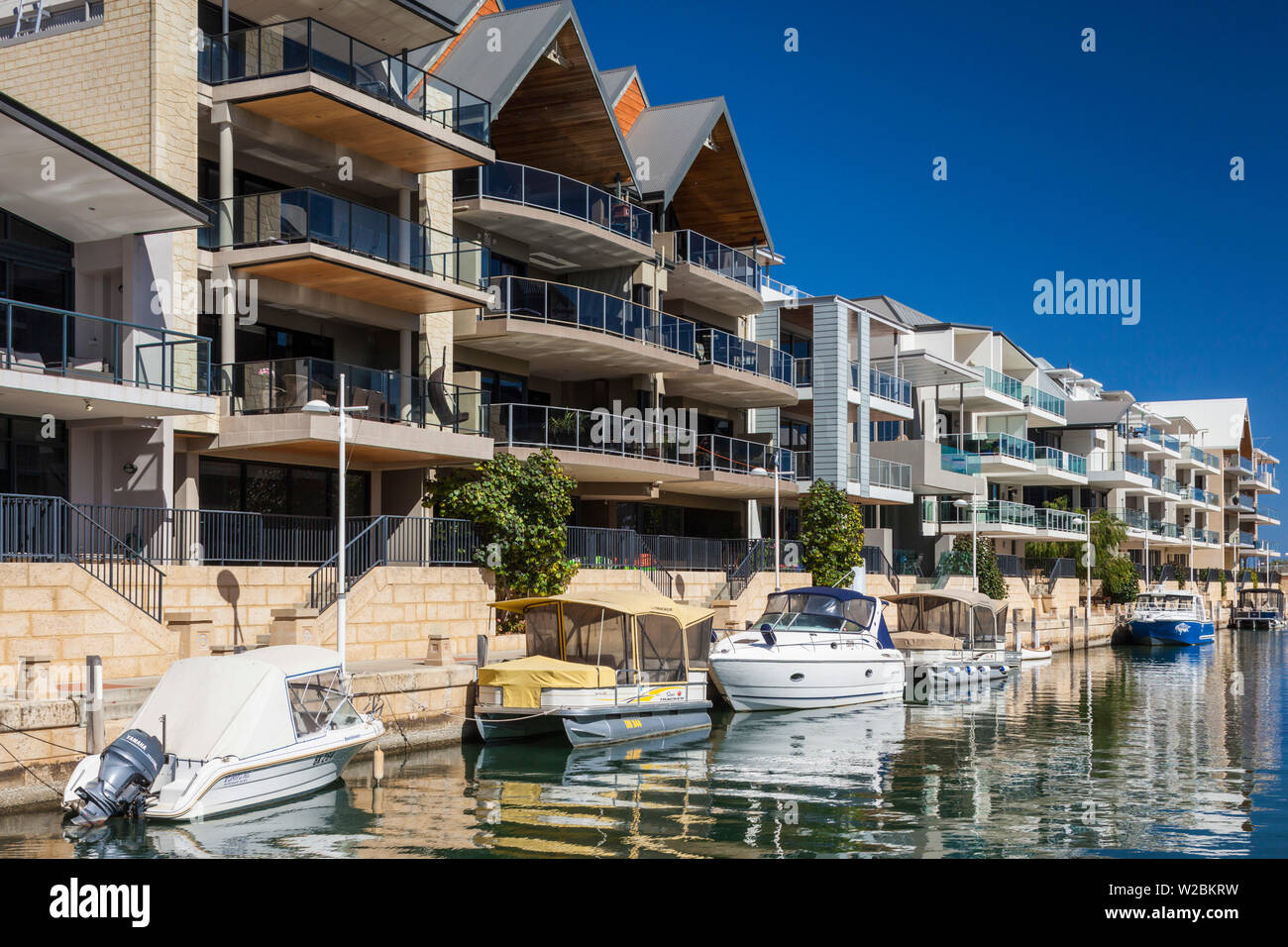 Australia, Western Australia, Mandurah, waterfront buildings, Canals area Stock Photo
