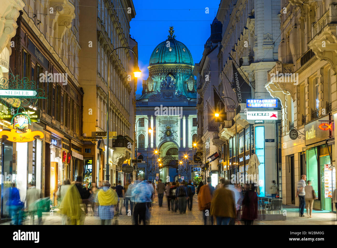 Kohlmarkt street with the view of the Hofburg Palace, Vienna, Austria Stock Photo