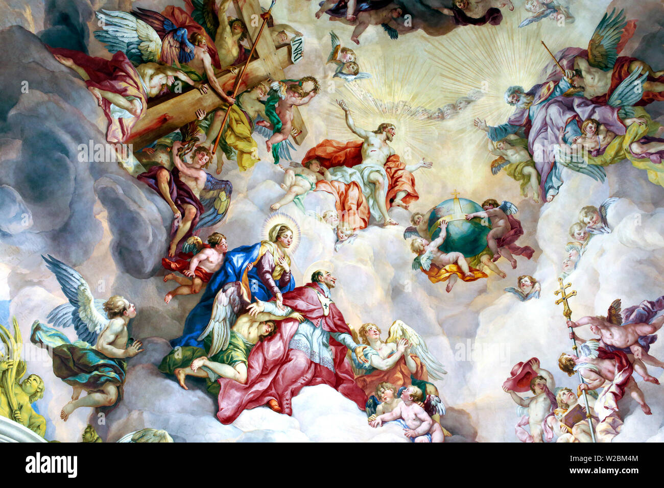 Baroque mural painting in Karlskirche (St. Charles's Church), Vienna, Austria Stock Photo