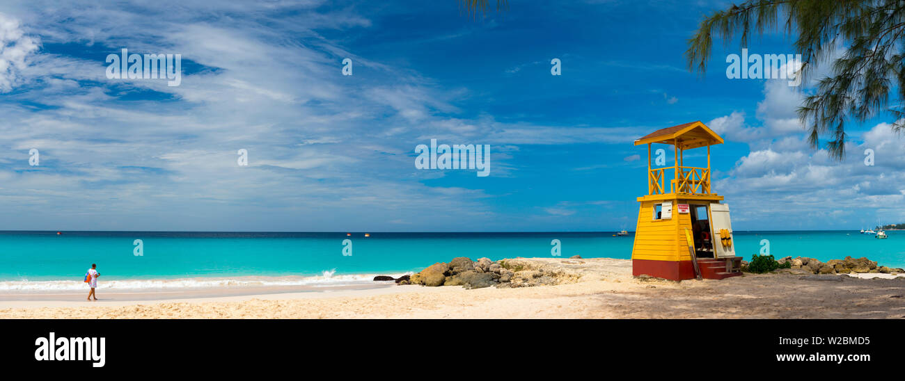 Caribbean, Barbados, Oistins, Miami Beach or Enterprise Beach, Lifeguard Lookout Stock Photo