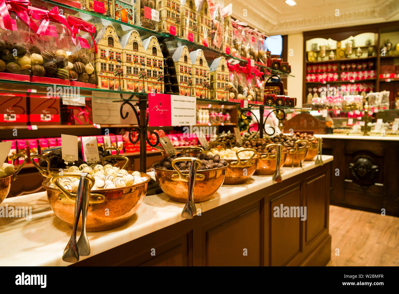 Belgium, Bruges, Belgian Chocolates shop, chocolates Stock Photo