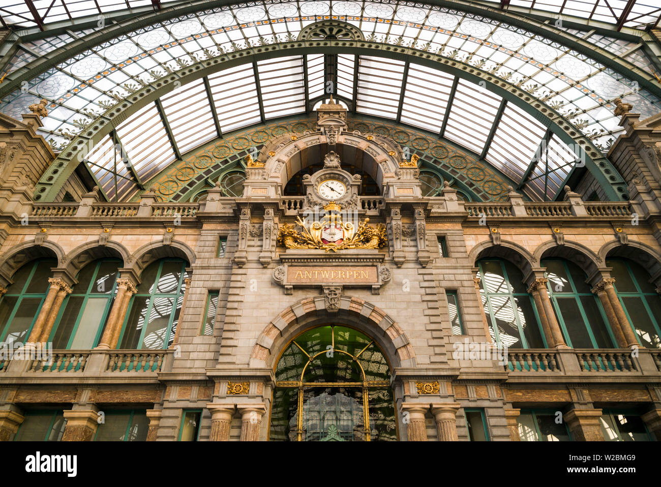 Belgium, Antwerp, Antwerpen-Centraal Train Station, 1905, interior Stock Photo