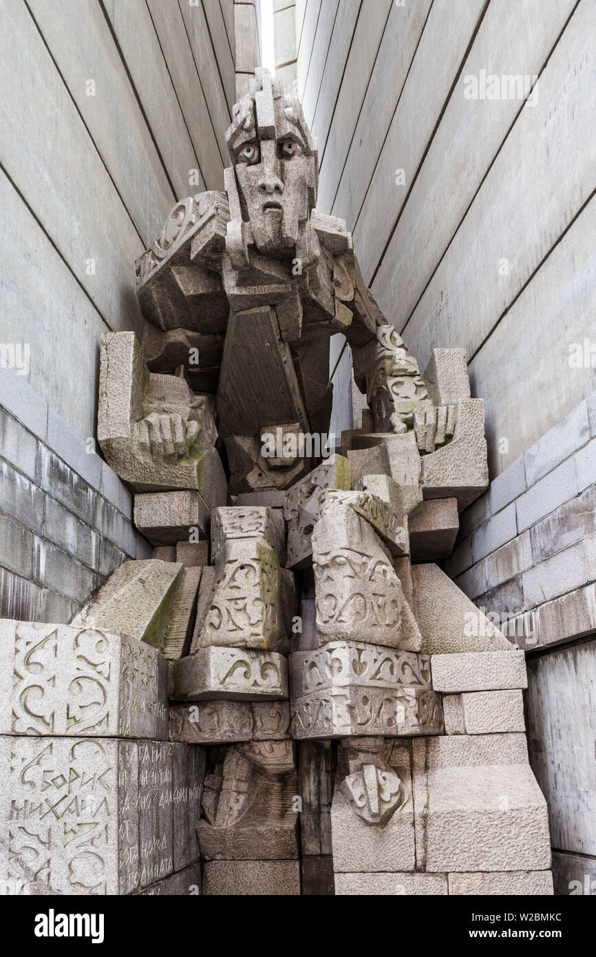 Bulgaria, Central Mountains, Shumen, Soviet-era, Creators of the Bulgarian State Monument, built 1981 to celebrate the first Bulgarian Empire's 1300th anniversary Stock Photo