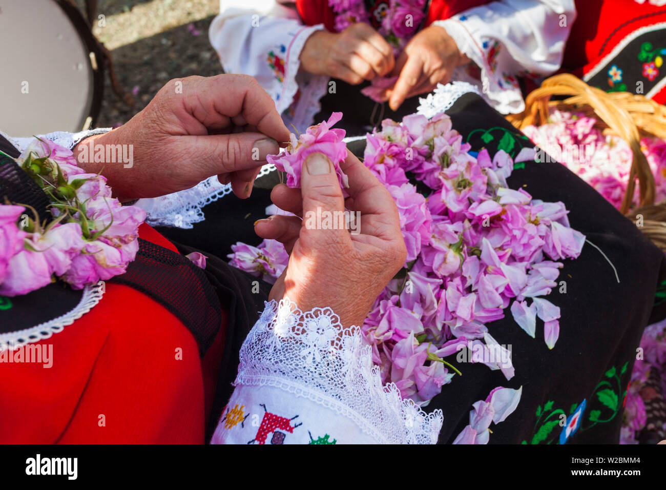 Bulgaria, Central Mountains, Kazanlak, Kazanlak Rose Festival, town produces 60% of the world's rose oil, people in traditional costumes, NR Stock Photo