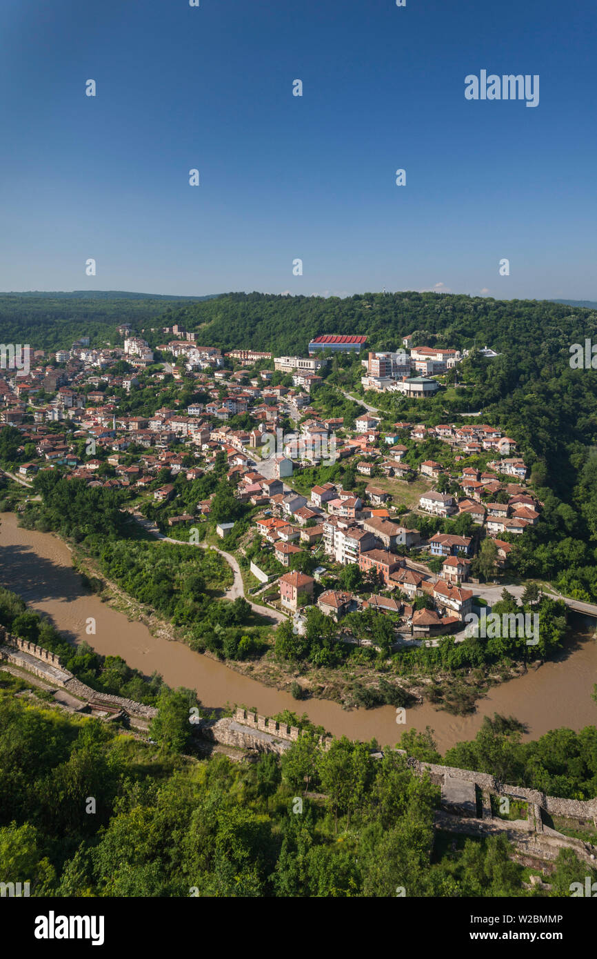 Bulgaria, Central Mountains, Veliko Tarnovo, Asenova, Old Fortress Area, Tsarevets Fortress, elevated view of the village of Sveta Gora Stock Photo