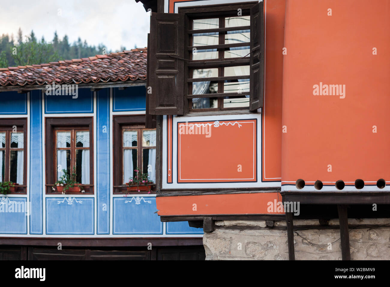 Bulgaria, Central Mountains, Koprivshtitsa, detail of Bulgarian National Revival-style  house Stock Photo