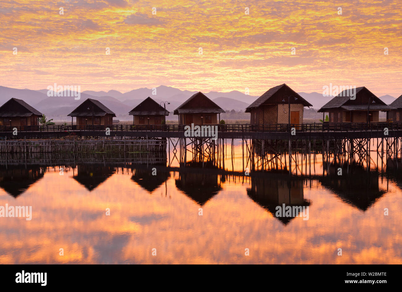 Sunrise Hotel Cabins Over Inle Lake Inle Shan State Myanmar