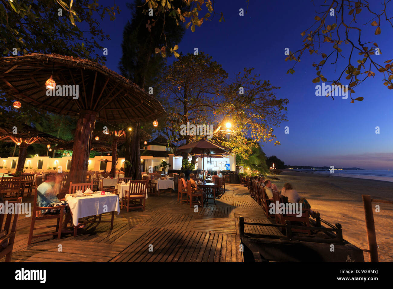 Myanmar (Burma), Rakhine State, Ngapali Beach, luxury resort Stock Photo