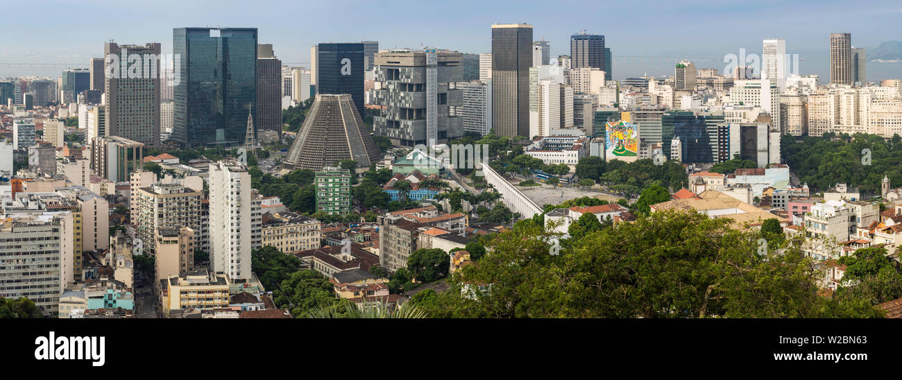 Panoramic view of Rio Centro, Financial District, Downtown Rio de Janeiro, Brazil, South America Stock Photo