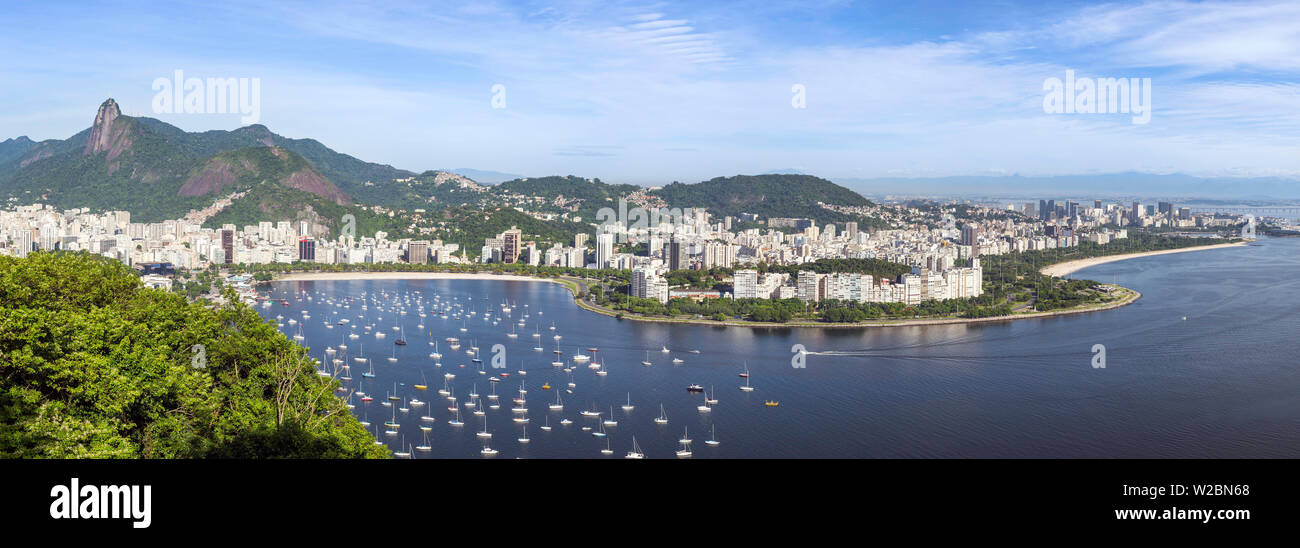 View of Rio Centro, Downtown, from Sugarloaf (Pao de Acucar) Mountain, Rio de Janeiro, Brazil, South America Stock Photo