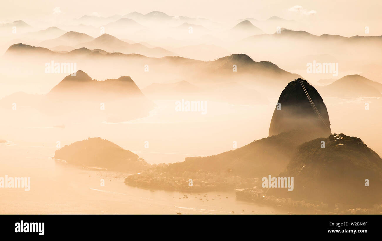 Pao Acucar or Sugar loaf mountain and the bay of Botafogo, Rio de Janeiro, Brazil, South America Stock Photo