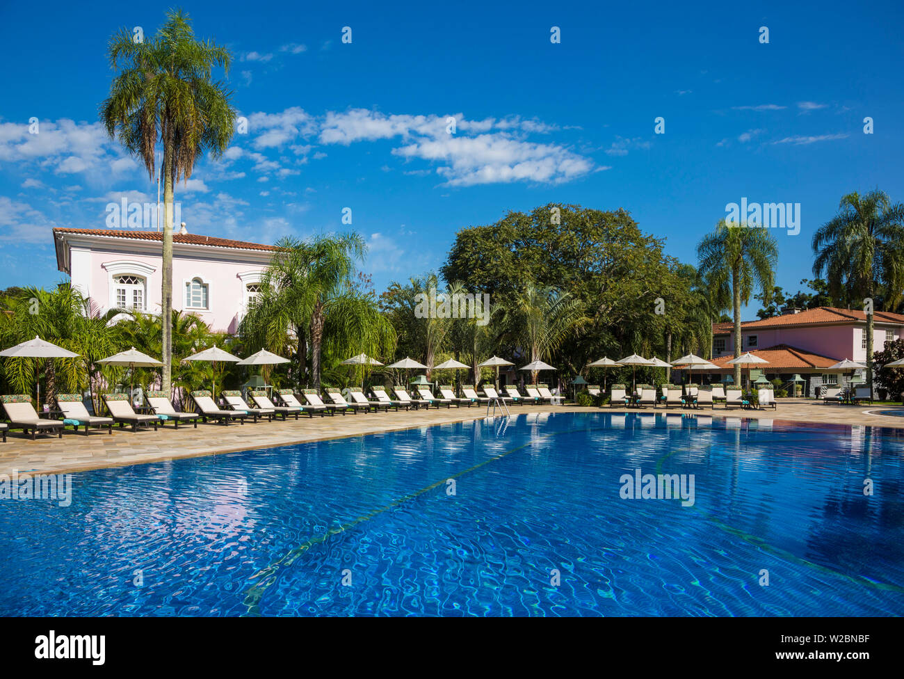 Swimming pool at the Belmond Hotel das Cataratas, Iguacu Falls, Parana State, Brazil Stock Photo