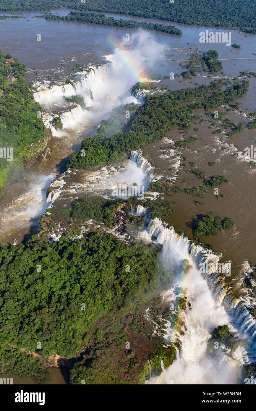 Aerial view over Iguacu Falls, Iguacu (Iguazu) National Park, Brazil Stock Photo