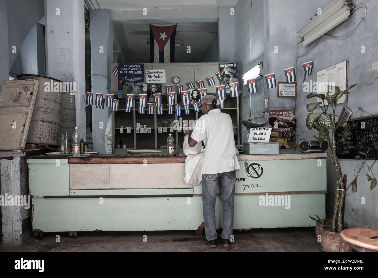 Bodega (state owned ration shop) in Habana Vieja, Havana, Cuba Stock Photo