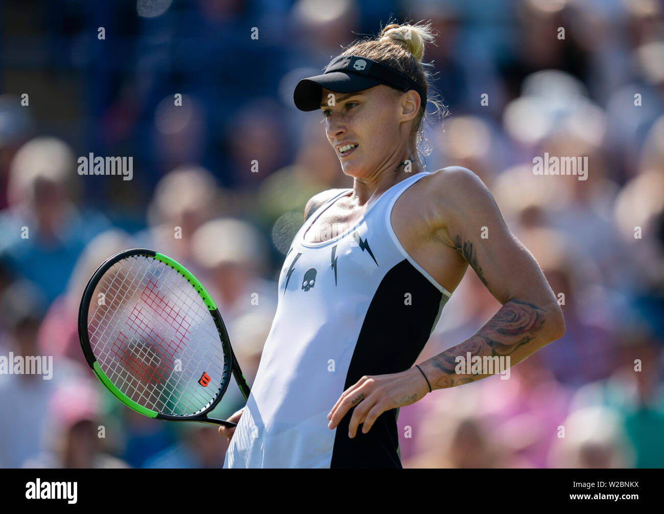 Polona Hercog of Slovakia in action against Simona Halep of Romania at Nature Valley International 2019, Devonshire Park, Eastbourne - England. Wednes Stock Photo