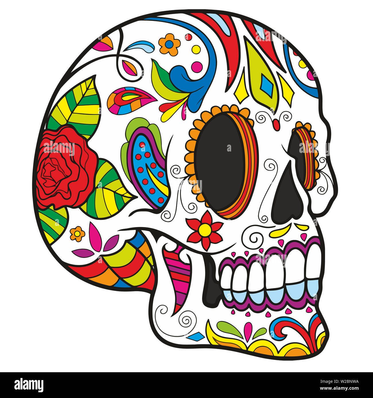 calavera skull mexican festival celebration dead day halloween illustration  perspective Stock Photo - Alamy