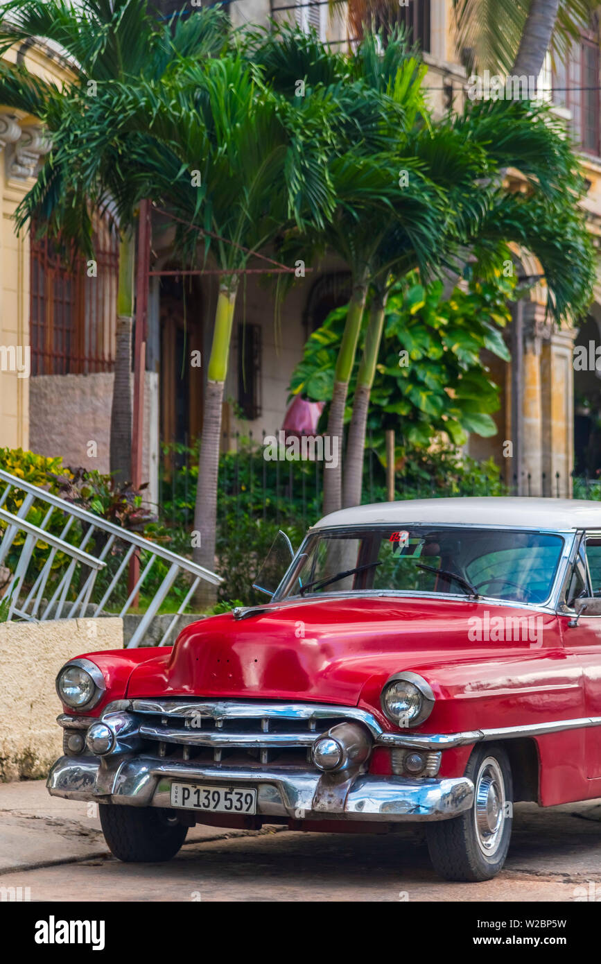 Cuba, Havana, Vedado, classic 1950's American Car Stock Photo