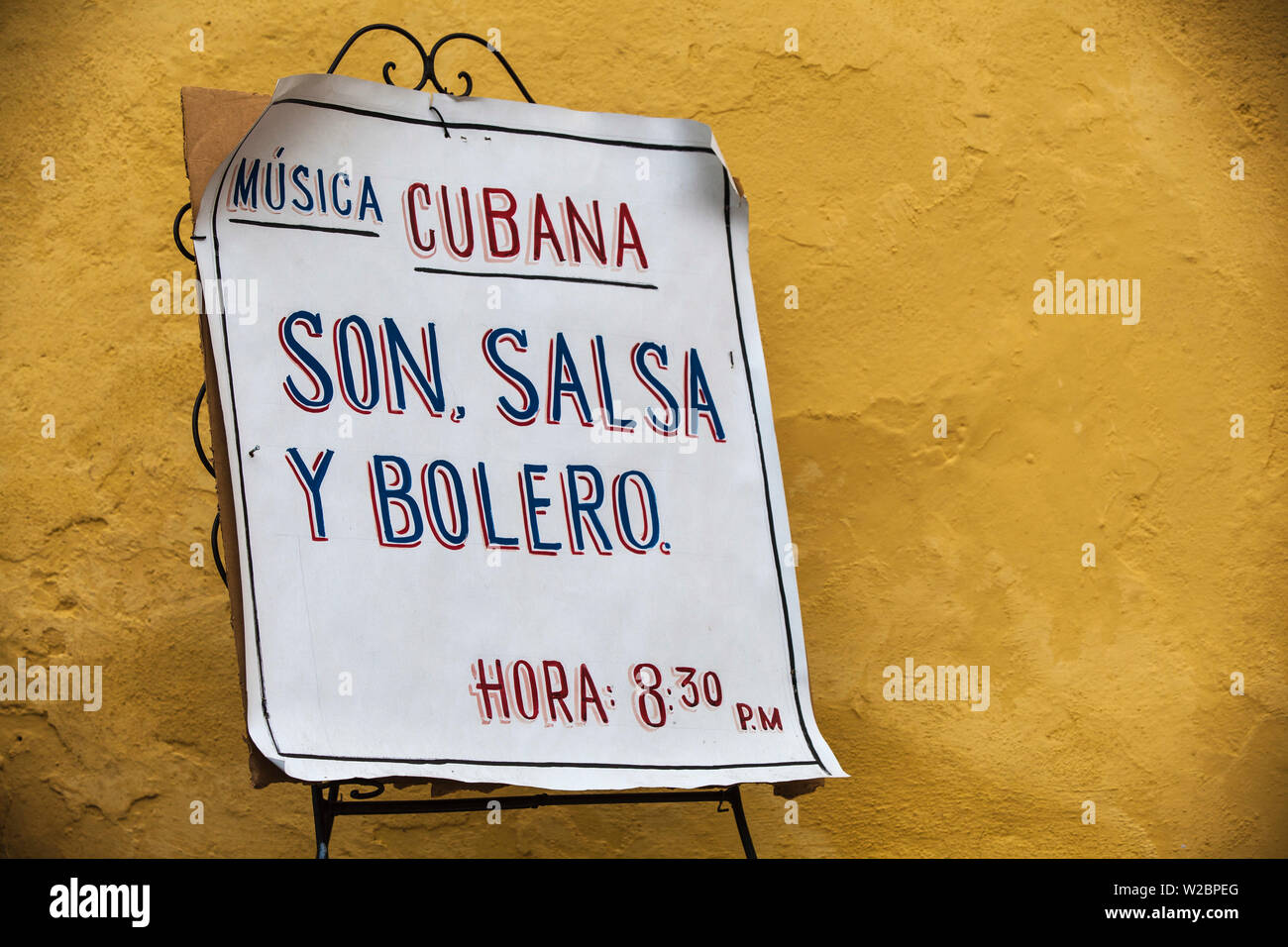 Cuba, Santiago de Cuba Province, Santiago de Cuba, Historical Center, Sign for Cuban music Stock Photo