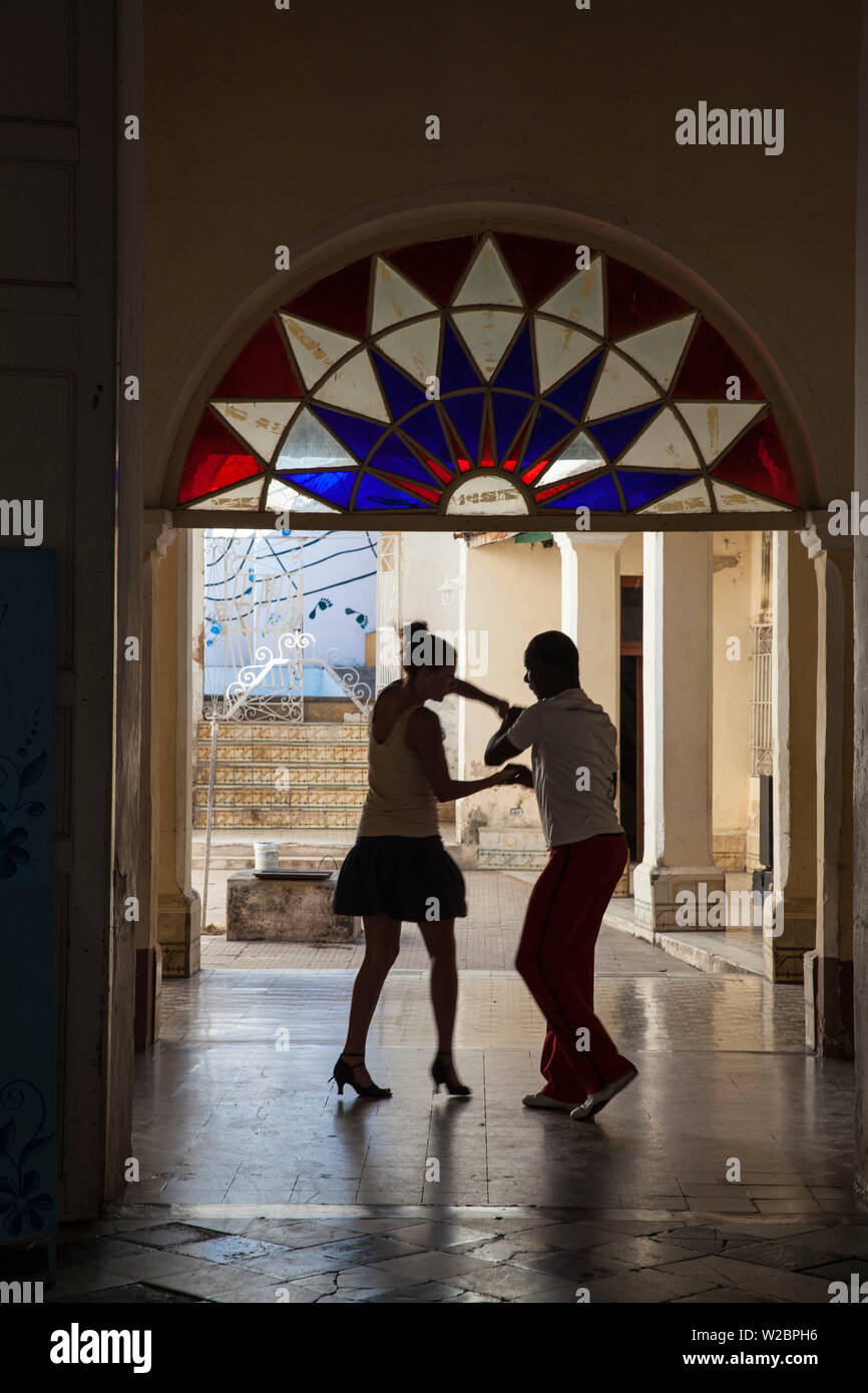 Cuba, Trinidad, Casa de Culture, Couple salsa dancing Stock Photo