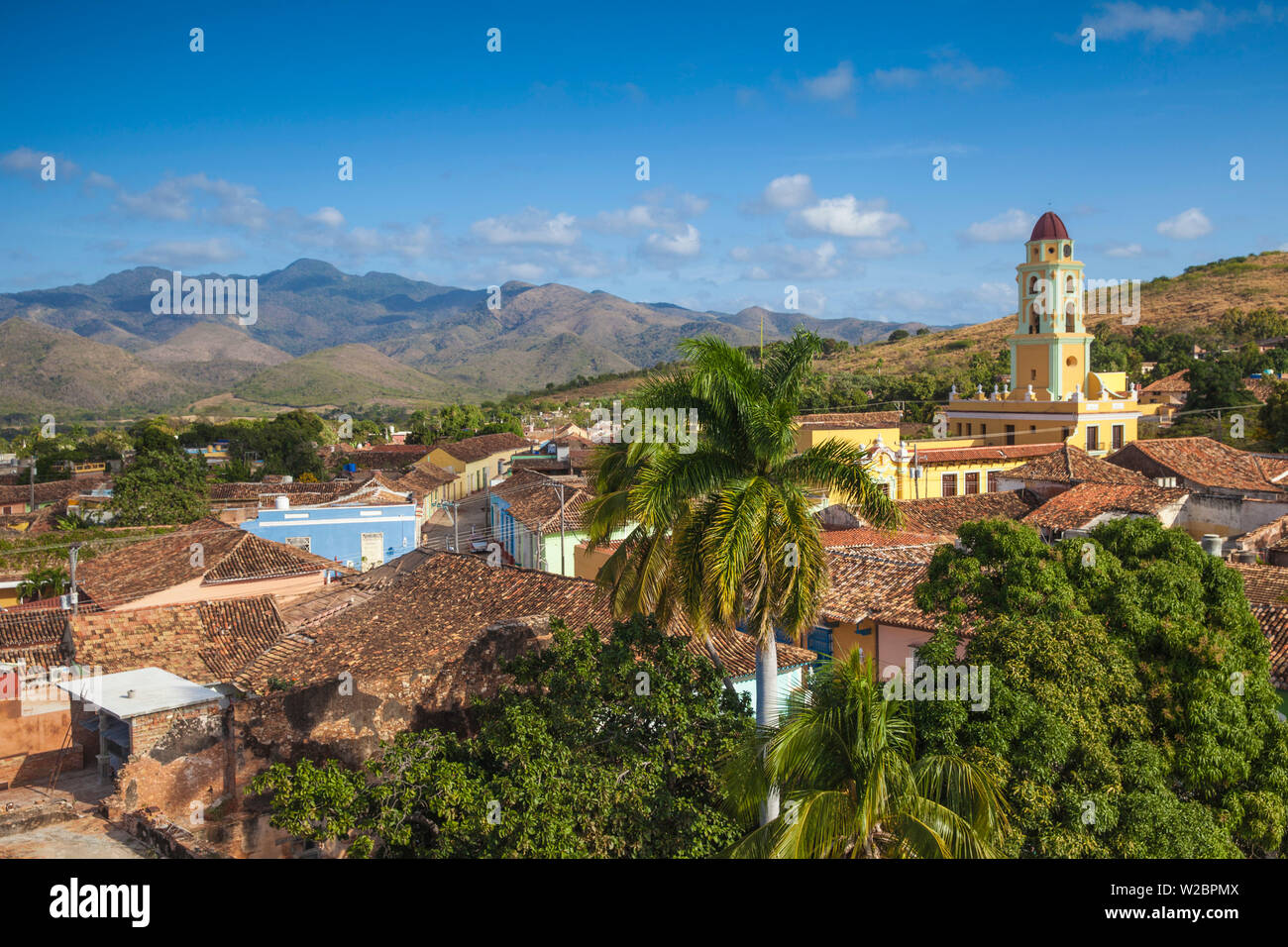 Cuba, Trinidad, View of Musuem National de la Luncha Contra Bandidos - former convent of San Francisco de AsÃsi Stock Photo