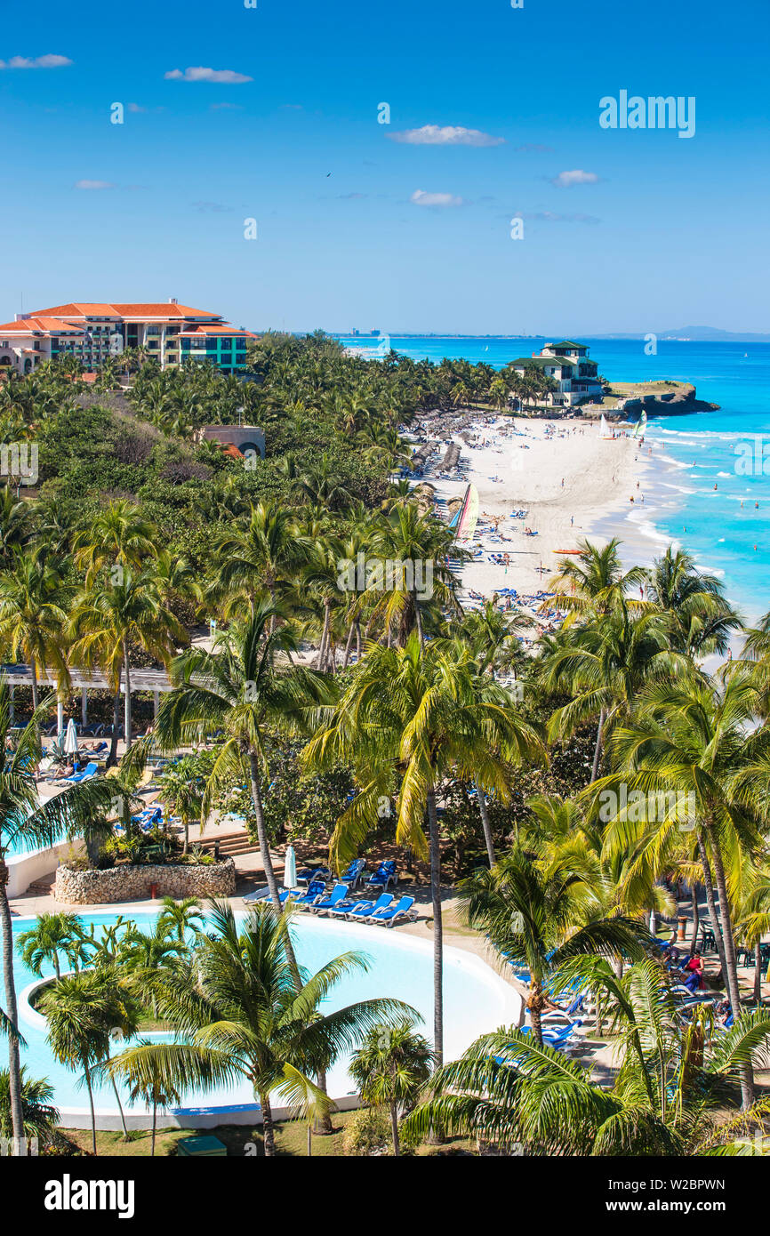 Cuba, Varadero, View over Melia Varadero Hotel swimming pool towards ...