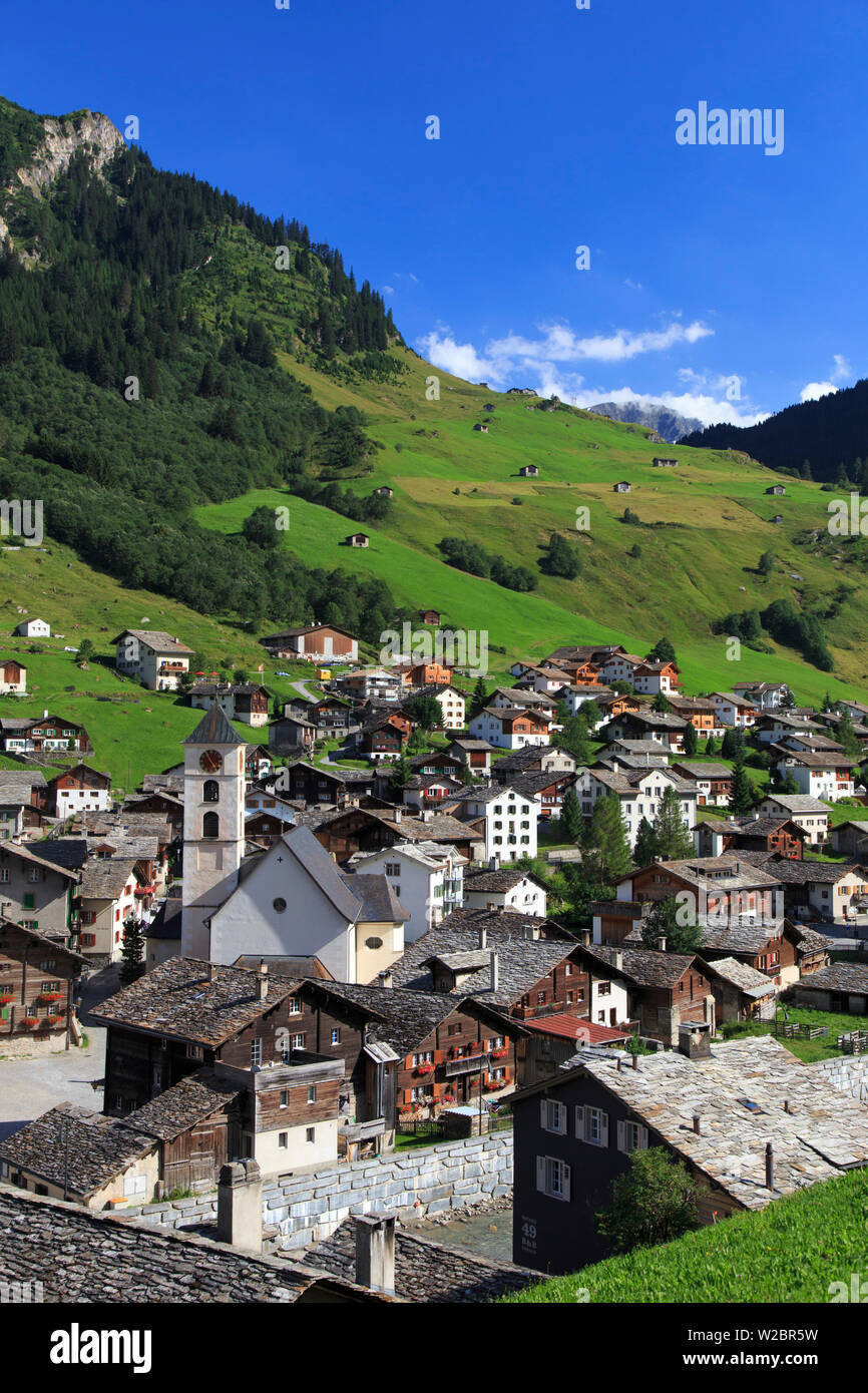 Switzerland, Graubunden, Vals, Town Center Stock Photo